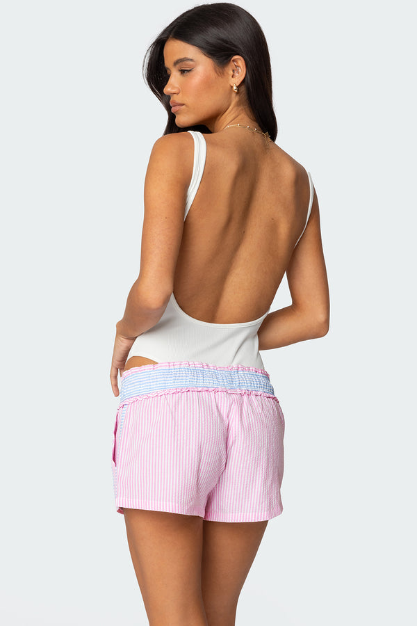 Edikted Evonne Backless Ribbed Bodysuit White