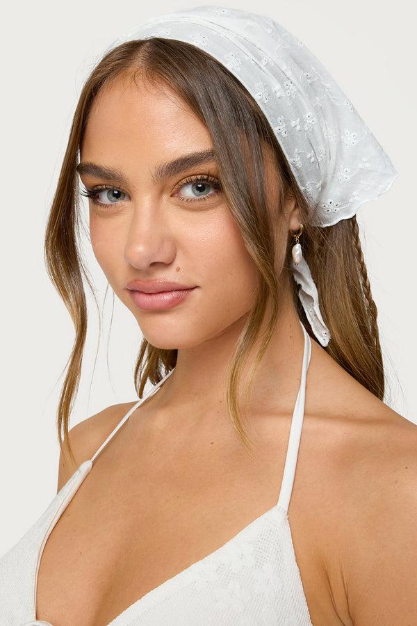 edikted Eyelet Hair Scarf white