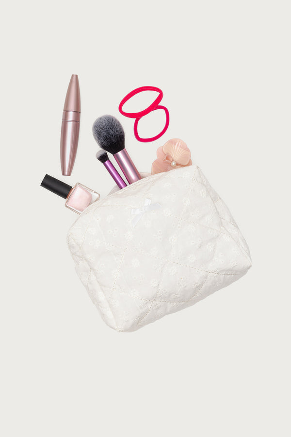 Edikted Eyelet Makeup Pouch Bag White