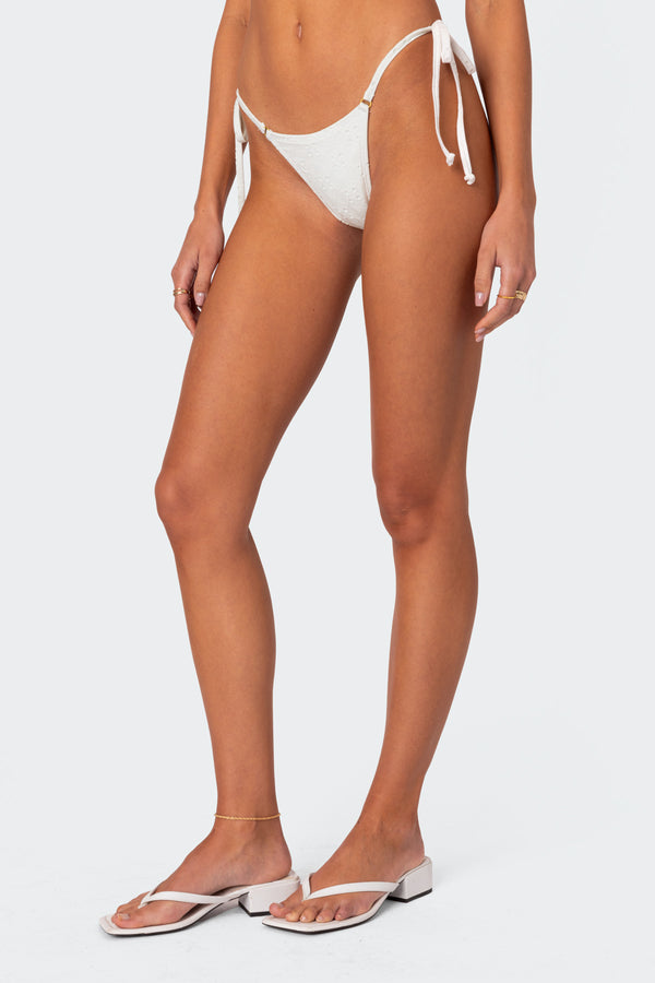 Edikted Eyelet String Bikini Bottom White