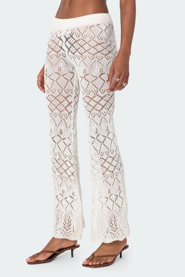 Edikted Fable Crochet Pants Cream