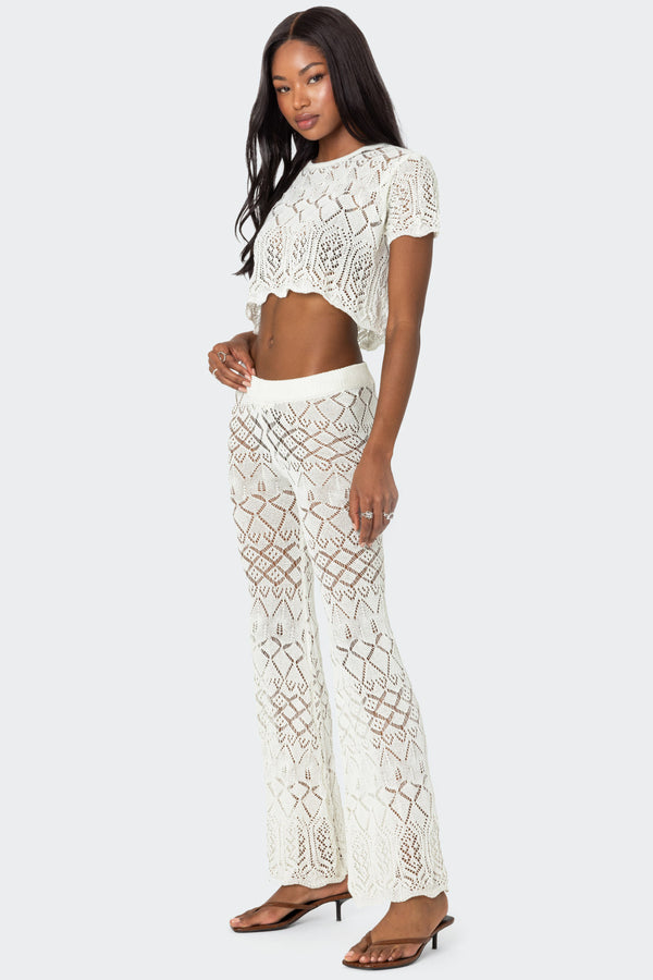 Edikted Fable Crochet Pants Cream