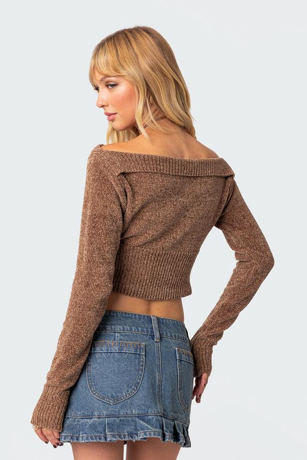 Edikted Farrah Knit Top Brown