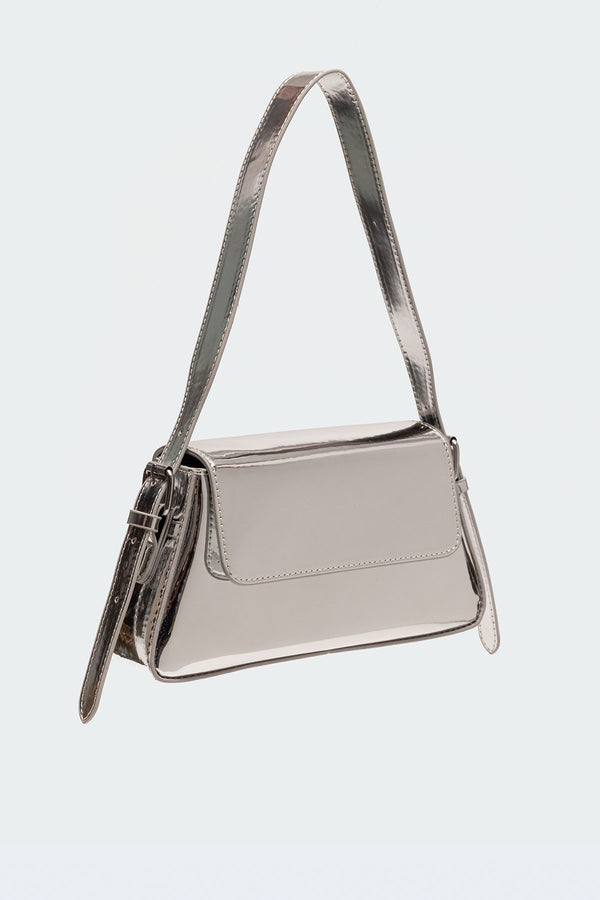 Edikted Fashion Girl Metallic Shoulder Bag Silver