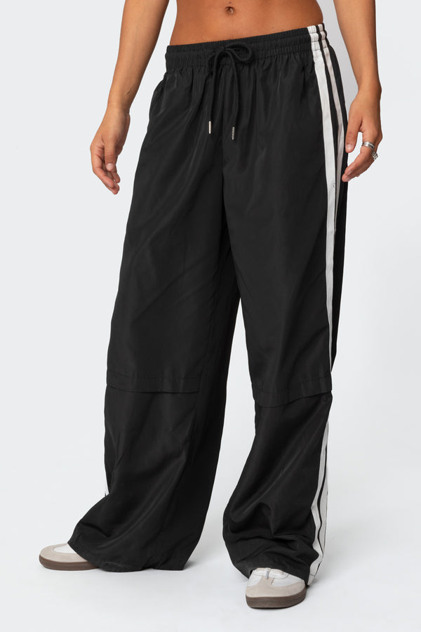 Edikted Fauna Nylon Track Pants Black