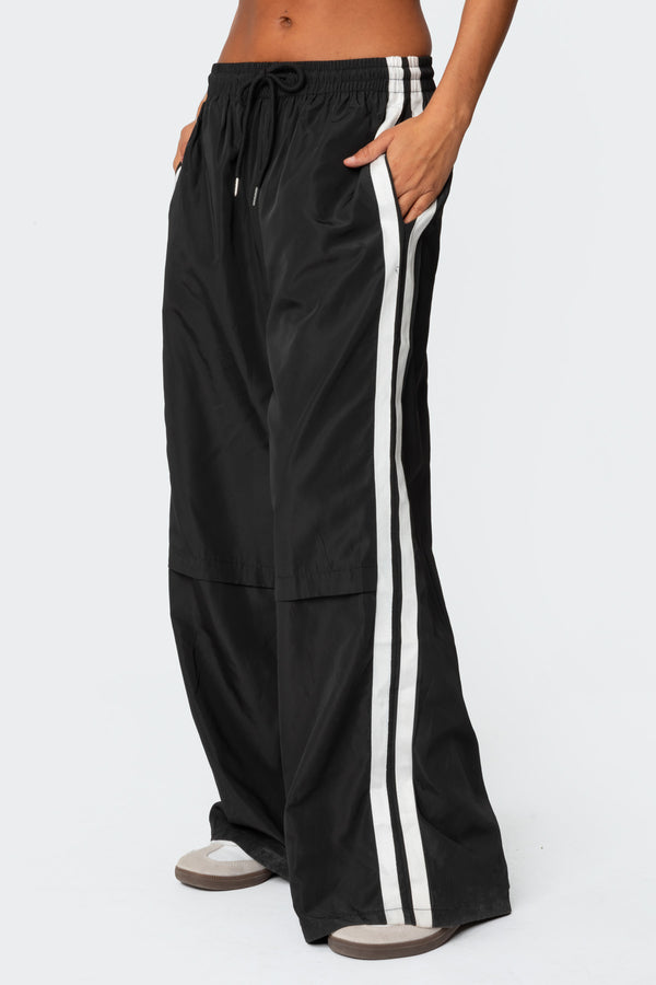 Edikted Fauna Nylon Track Pants Black
