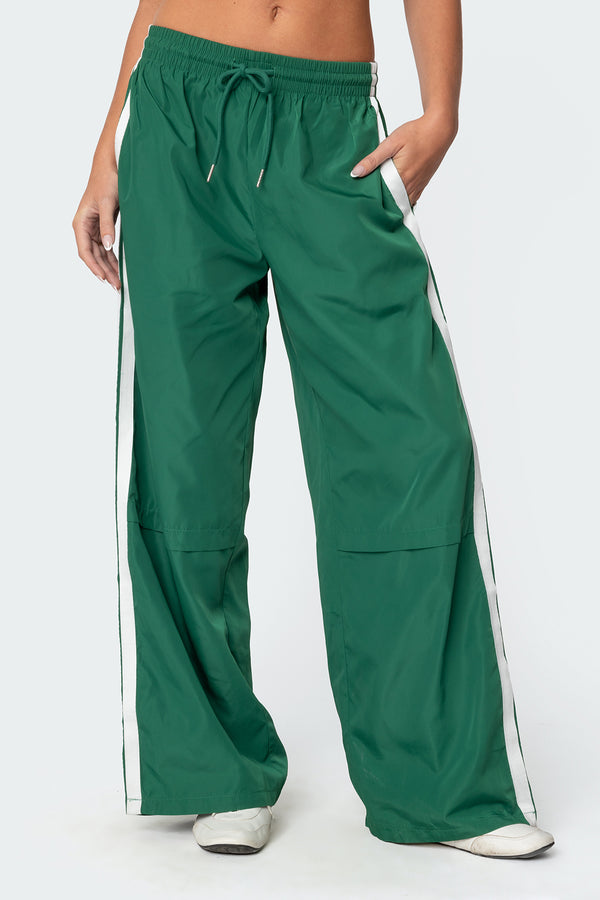 Edikted Fauna Nylon Track Pants Green
