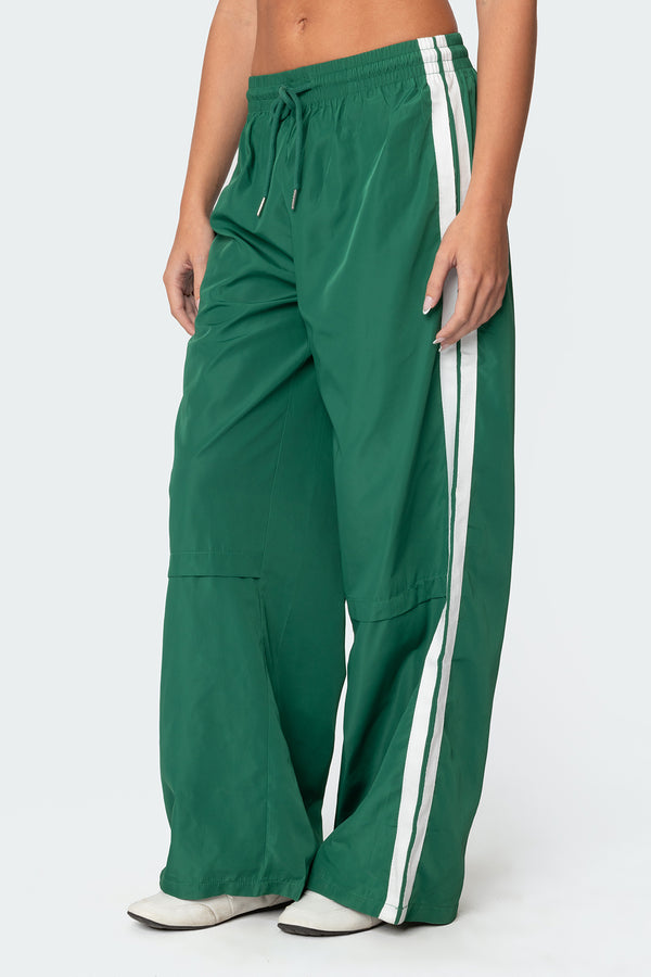 Edikted Fauna Nylon Track Pants Green