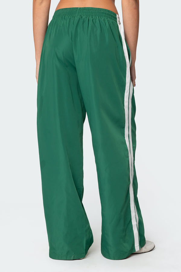 Edikted Fauna Nylon Track Pants Green