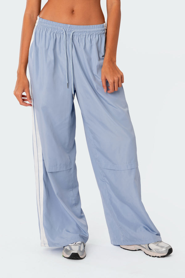 Edikted Fauna Nylon Track Pants Light Blue