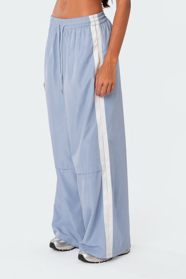 Edikted Fauna Nylon Track Pants Light Blue