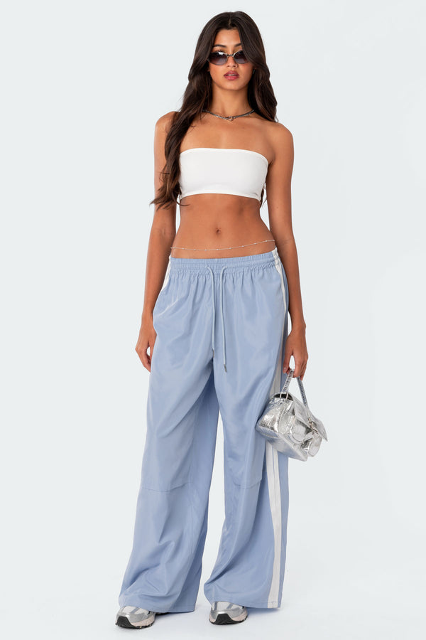edikted Fauna Nylon Track Pants light blue