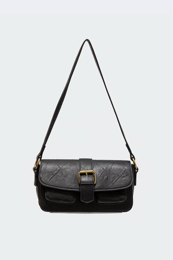 Edikted Faux Leather Buckle Bag Black
