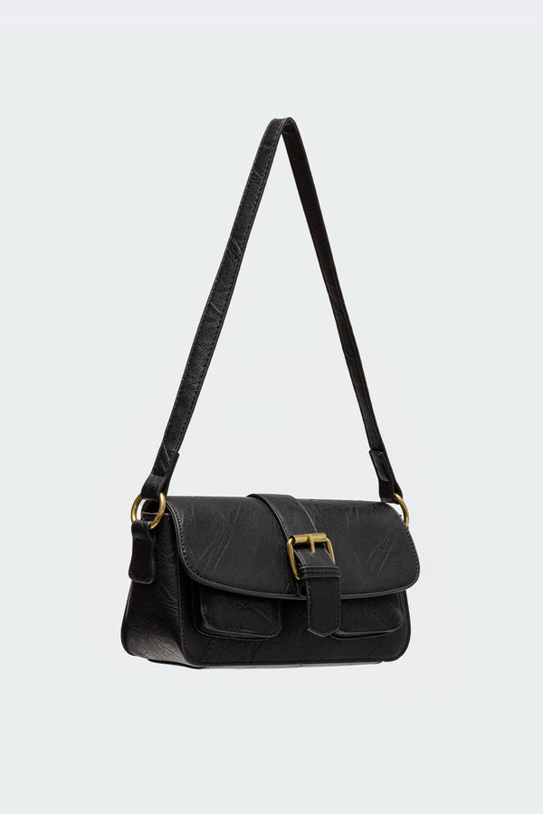 Edikted Faux Leather Buckle Bag Black