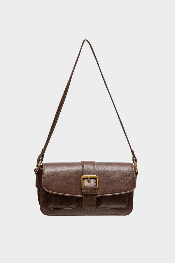 Edikted Faux Leather Buckle Bag Brown