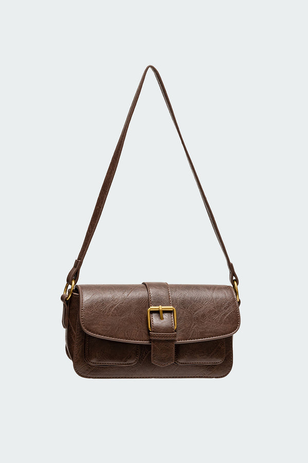 Edikted Faux Leather Buckle Bag Brown