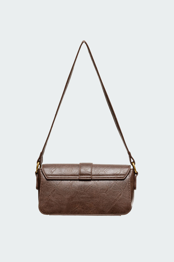 Edikted Faux Leather Buckle Bag Brown