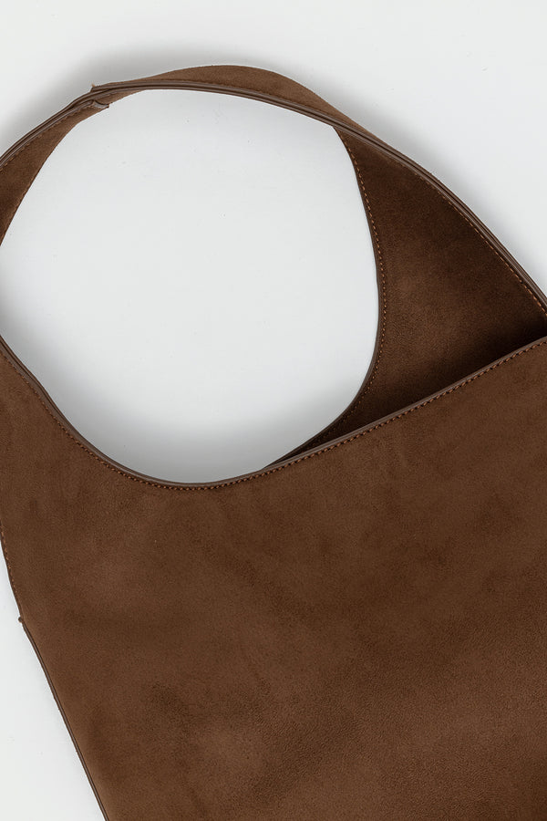 Edikted Faux Suede Shoulder Bag Brown