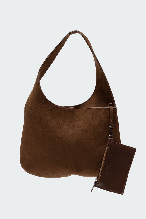 Edikted Faux Suede Shoulder Bag Brown