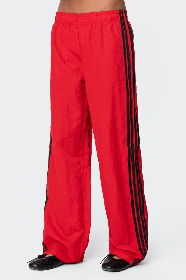 Edikted Felicity Nylon Track Pants Red