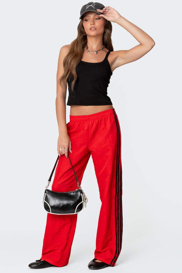 edikted Felicity Nylon Track Pants red