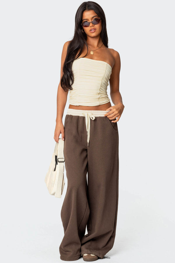 Edikted Fifi Gathered Strapless Top Cream