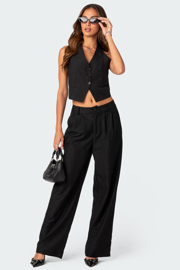 Edikted Finn Open Back Vest Top Black