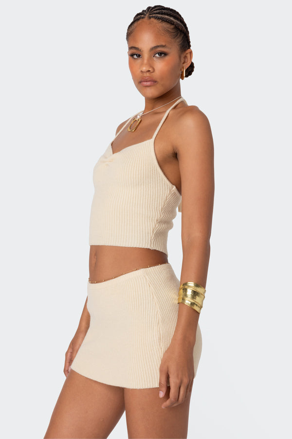 Edikted Fiona Cinched Knit Top Yellow