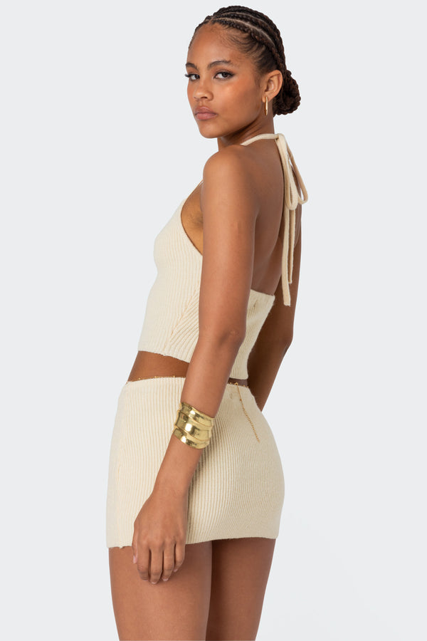 Edikted Fiona Cinched Knit Top Yellow