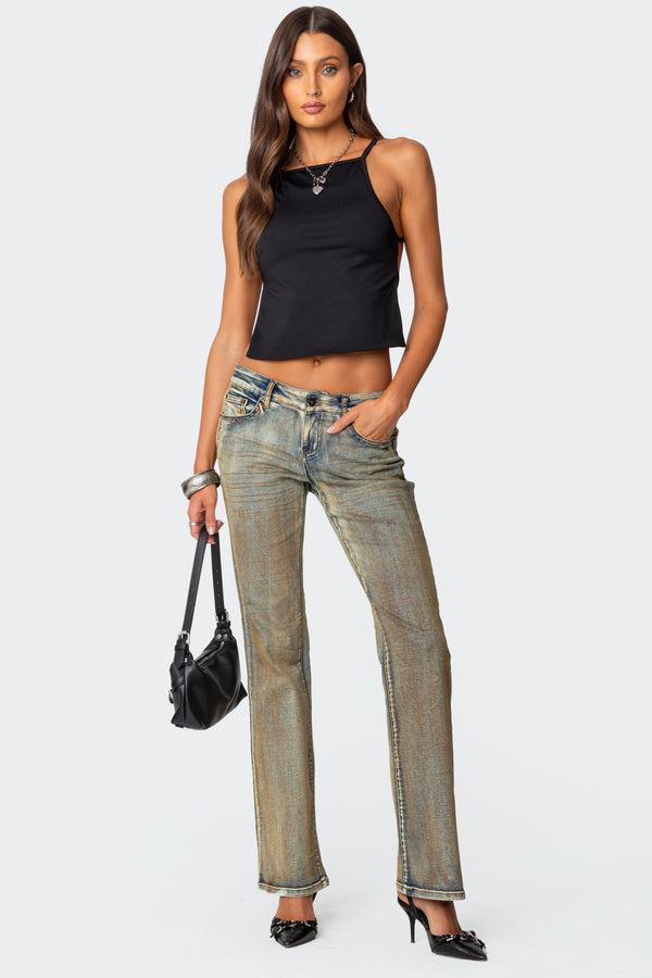 Edikted Fira Open Back Top Black