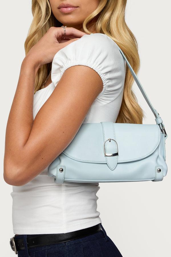 edikted Flirty Faux Leather Shoulder Bag blue