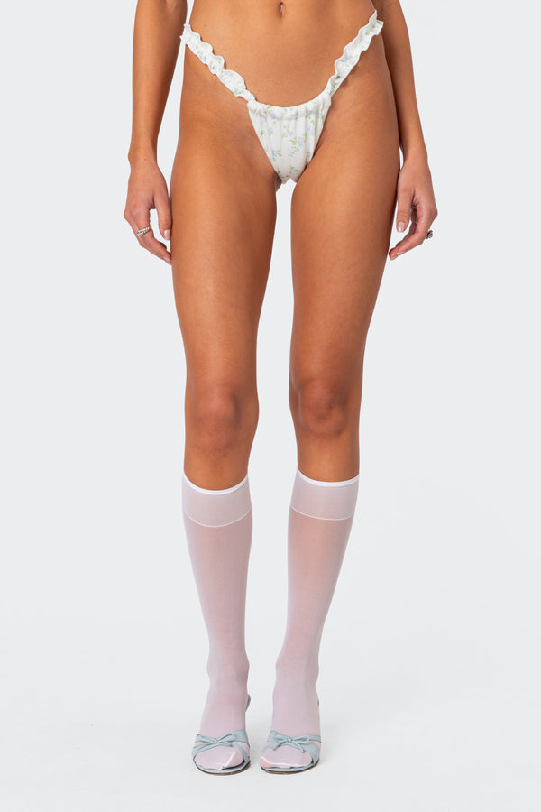 Edikted Floral Scrunch Bikini Bottom White