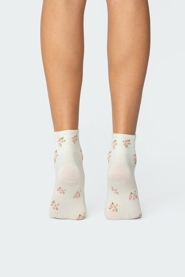 Edikted Floral Socks Ivory