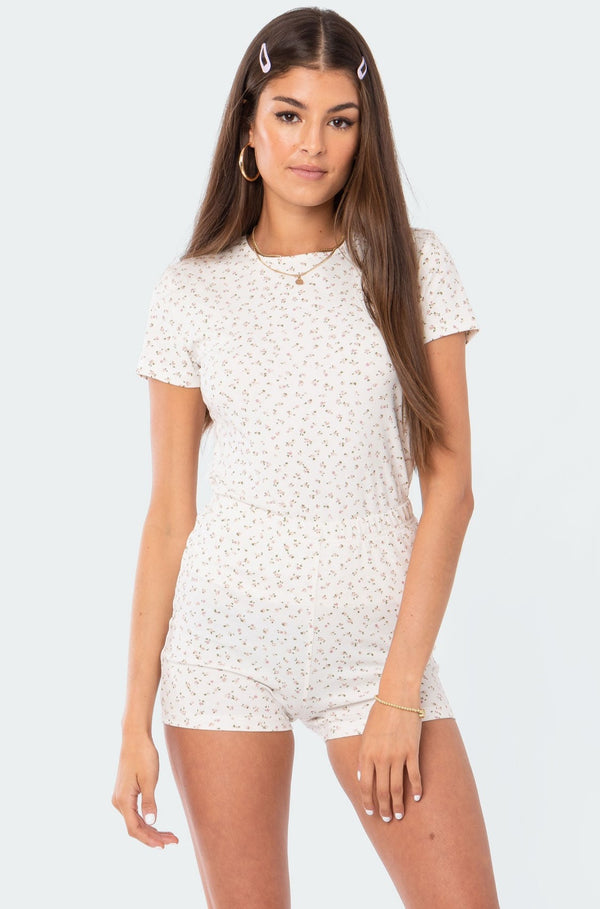 edikted Floral T-Shirt cream