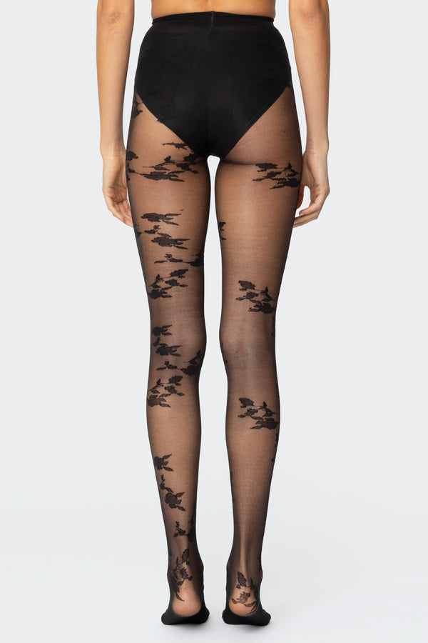 Edikted Floral Tights Black