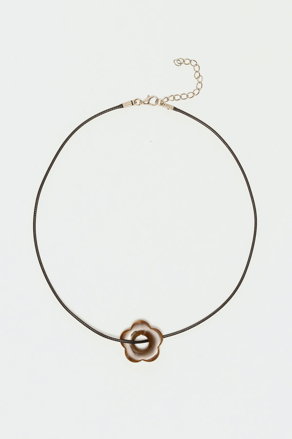 Edikted Flower Girl Cord Necklace Brown