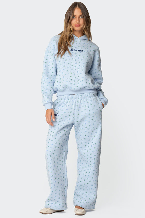 Edikted Flower Power Hoodie Light Blue