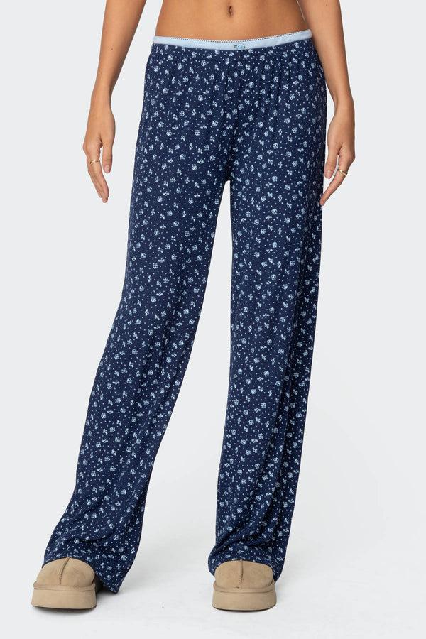 Edikted Flowerbed Layered Pants Blue