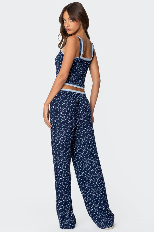 Edikted Flowerbed Layered Pants Blue