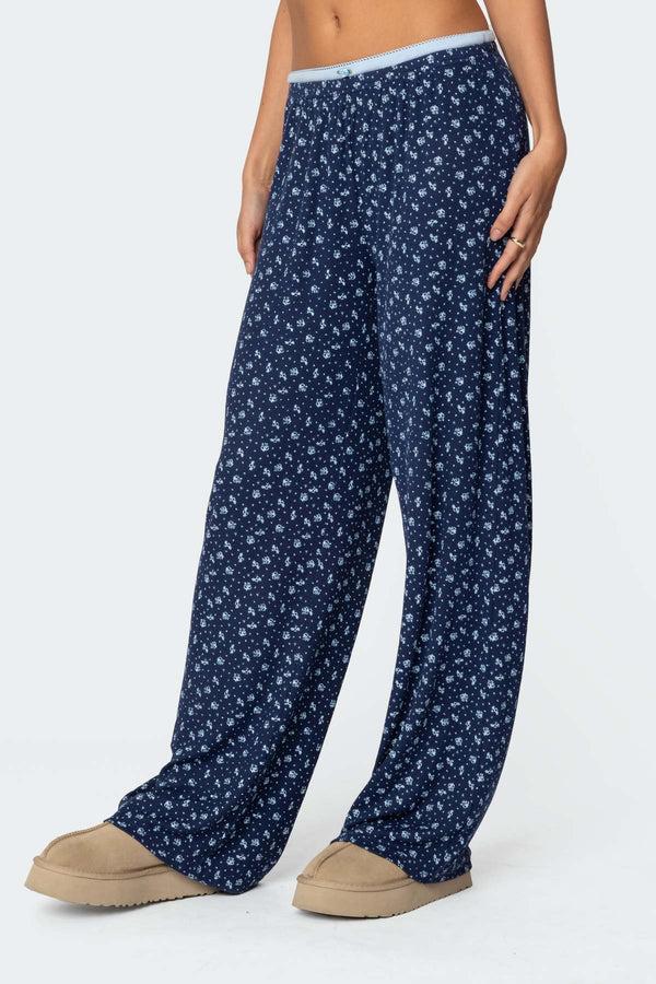 Edikted Flowerbed Layered Pants Blue
