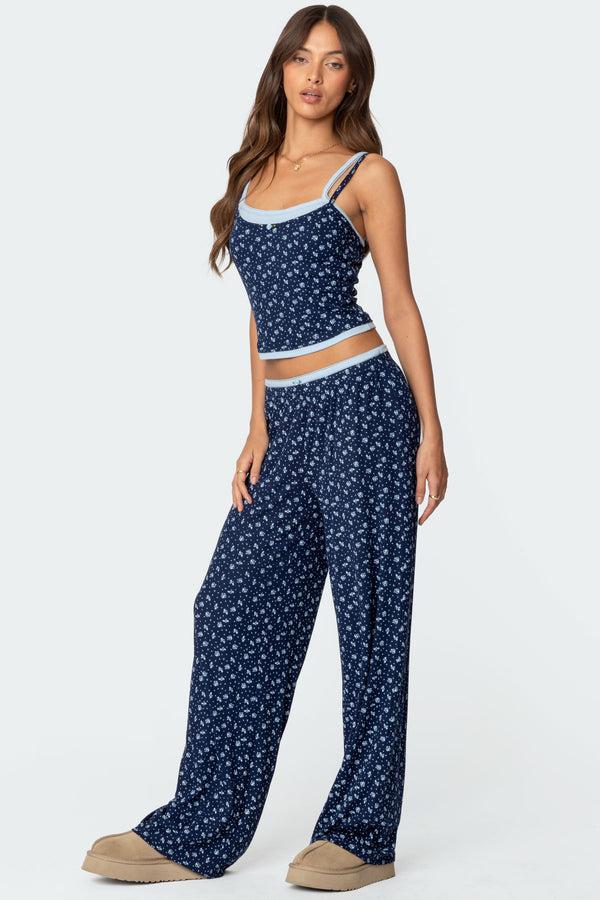 Edikted Flowerbed Layered Tank Top Blue