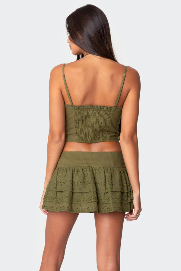 Edikted Fluer Linen Look Tank Top Olive
