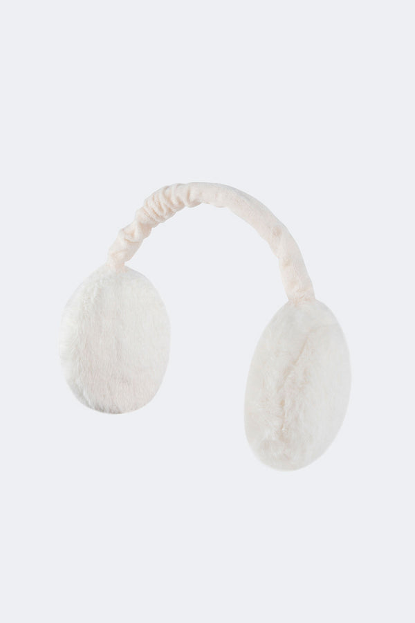 edikted Fluffy Ear Muffs white