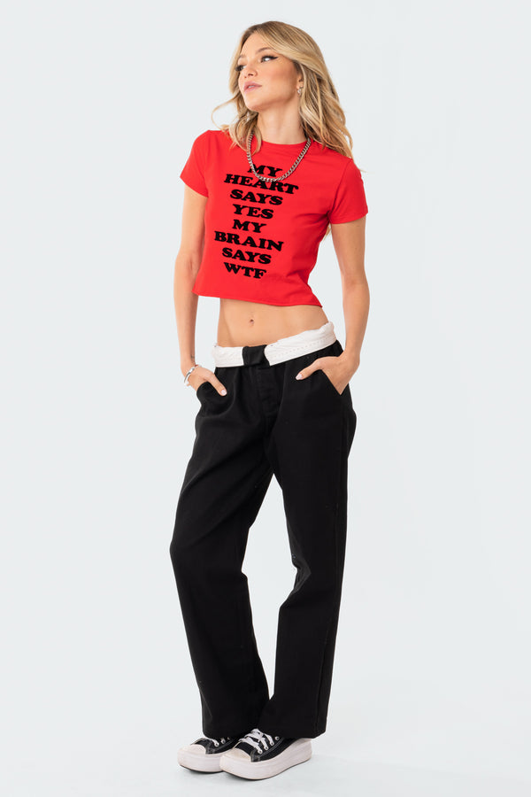 Edikted Folded Wide Leg Chino Pants Black