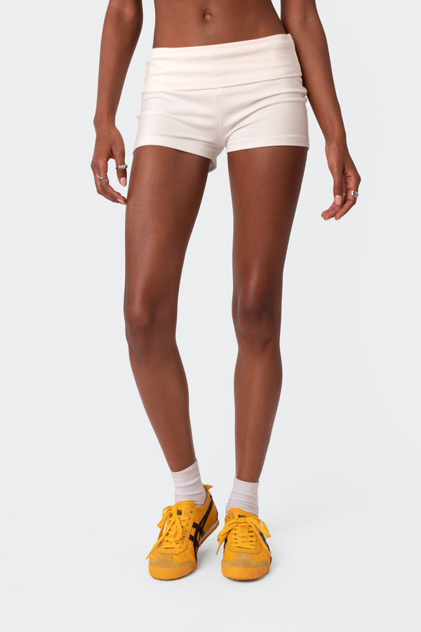 Edikted Foldover Shorts White