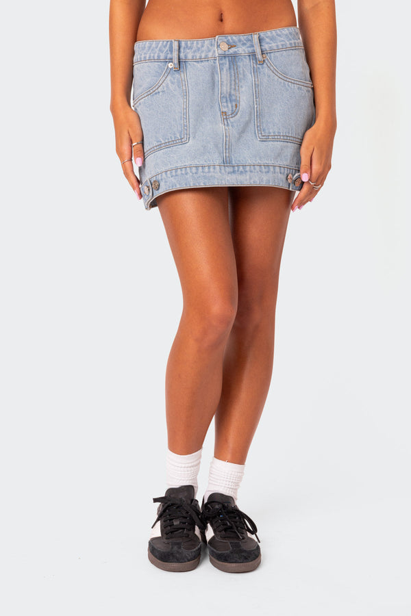 edikted Foxx Denim Mini Skirt light blue