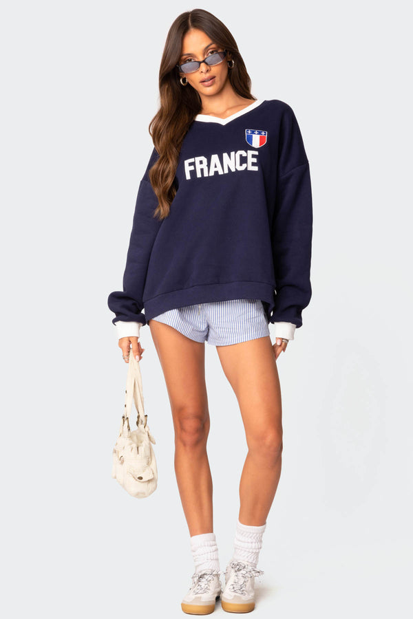 Edikted France Oversized Sweatshirt Navy