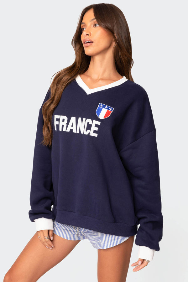 Edikted France Oversized Sweatshirt Navy