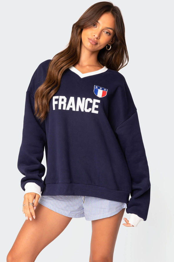 edikted France Oversized Sweatshirt navy