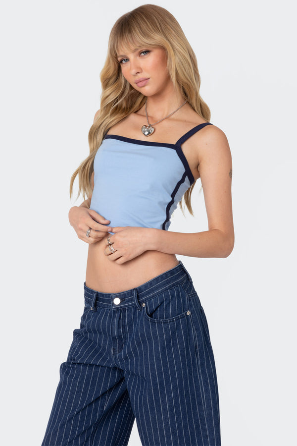 Edikted Francesca Contrast Tank Top Light Blue